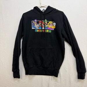 Nintendo Super Mario Bros Graphic Hoodie Black Mario Luigi Wario‎ Waluigi Small